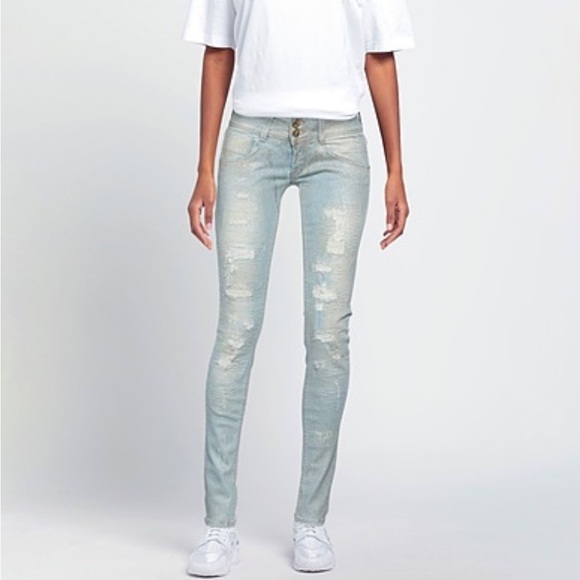 MET JEANS | Women’s Distressed Bedazzled Denim Skinny Jeans - Picture 1 of 5